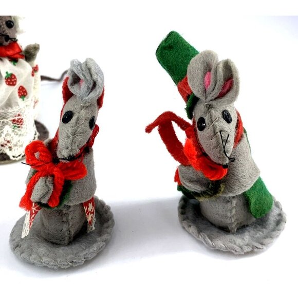 Vintage Cloth Mice Mouse Family Figures Felt Lot of 2 Vintage - Picture 6 of 6